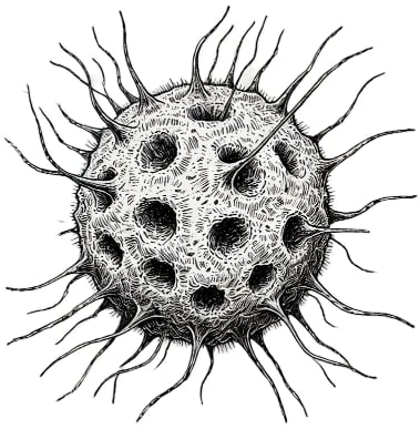 Sketch of a generic cell with many fine pseudopods.