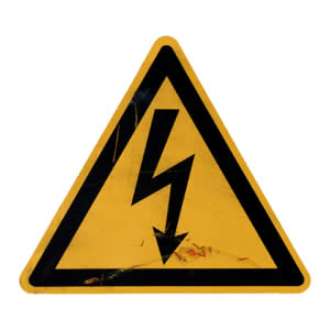 Picture of an electric shock warning sign.