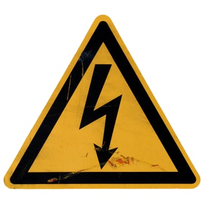 Picture of an electric shock warning sign, representing the minor risks of transcutaneous electrical nerve stimulation.