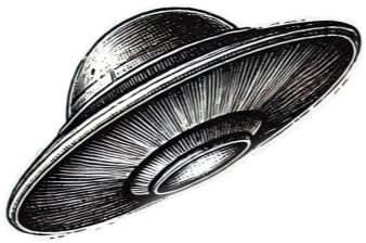 Sketch of a UFO flying.