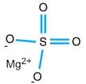 Diagram of the chemical structure of magnesium sulfate heptahydrate.