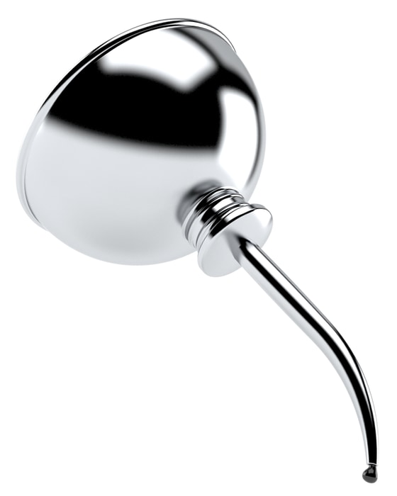 An old-style oil can rendered in shiny metal.