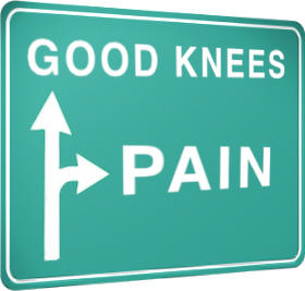 Road sign as a metaphor for bad patellar tracking, with an arrow pointing ahead to 