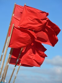 Picture of red flags, symbolizing red flags for neck pain with serious causes.