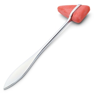 Photo of a reflex hammer isolated on a white background.